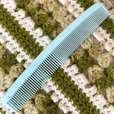 Vintage teal Blue 7" Plastic Hair Comb USA barber travel Unbreakable NEW