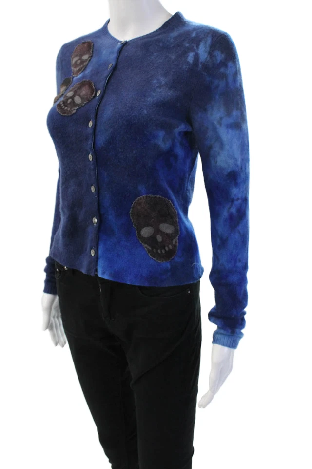Galadriel Mattei Unisex Blue Gothic Graphic Cashmere Cardigan Button Size S - Image 2 of 4
