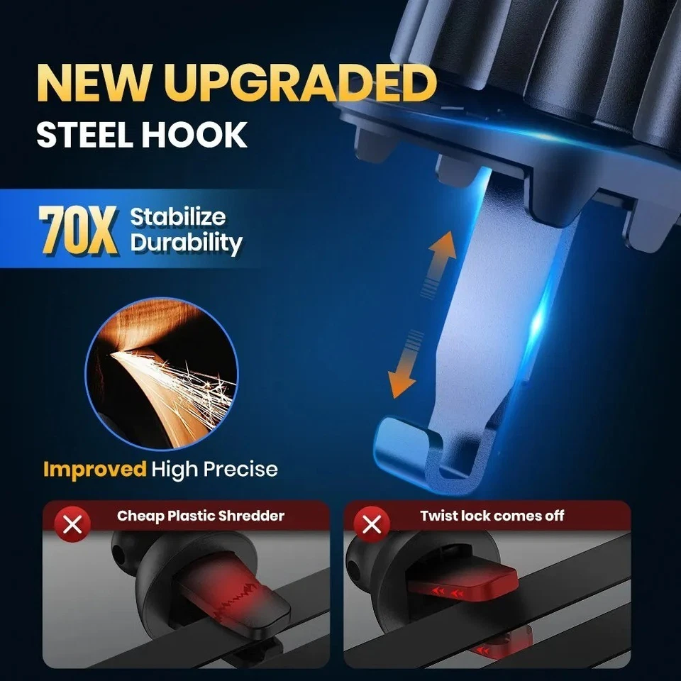 Car Phone Holder Air Vent Mount 360° Rotation Adjustable Clip for 4"-7" Phones - Image 3 of 4