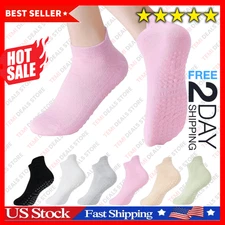 6 Pairs Women's Yoga Socks with Grippers, Anti-Slip Pilates Dance Socks FREESHIP