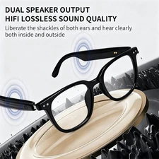 Bluetooth Audio Smart Glasses, Blue Light Glasses for Women Men, GS07-Black