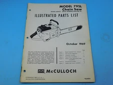 OEM ILLUSTRATED PARTS LIST MANUAL FOR McCULLOCH MODEL 795L 600127