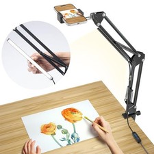 Overhead Phone Mount, Articulating Arm Cell Phone Holder with USB LED Light,