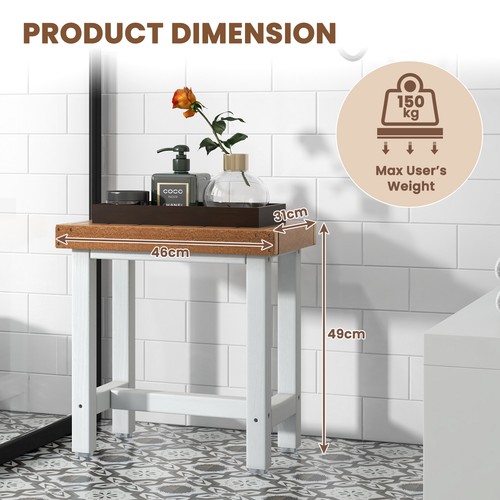 Shower Bench Stool HDPE Waterproof Inside Shower Seat for Living Room Bedroom - Picture 9 of 10