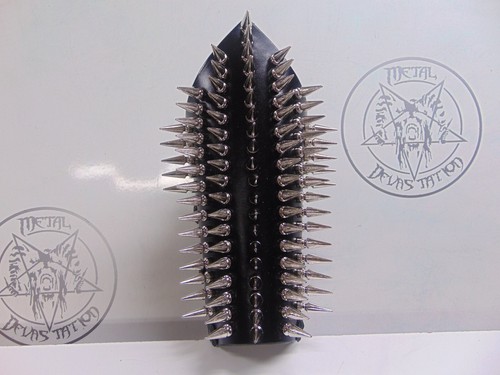 SATANIC WARMASTER LEATHER SPIKE GAUNTLET.BLACK METAL...(MDLG0019) - Picture 5 of 11