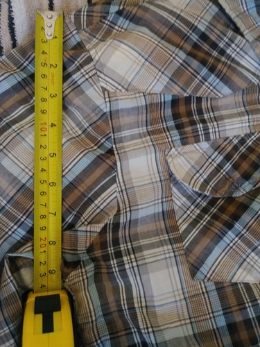 Zoo York mens long sleeve plaid snap on blue gray beige brown collared pockets - Picture 10 of 11