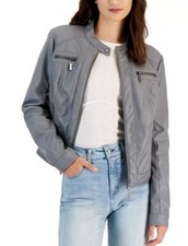 Jou Jou Juniors Grey ' Faux-fur-lined Moto Jacket, Medium