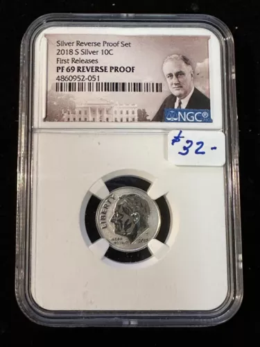 2018 S ROOSEVELT DIME NGC PF 69 REVERSE PROOF SILVER 051
