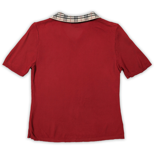 Burberry Golf Vintage Made in Japan Polo Shirt Red 2 / Medium Monogram Woman`s - Picture 3 of 16