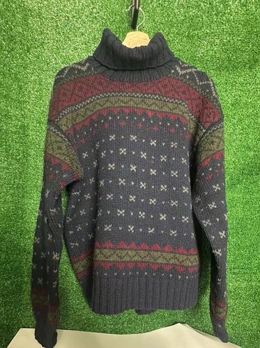 Suéter De Colección Ralph Lauren Tejido a Mano Merino Corderos Lana Isla Justa Cuello Tortuga XL - Imagen 17 de 24