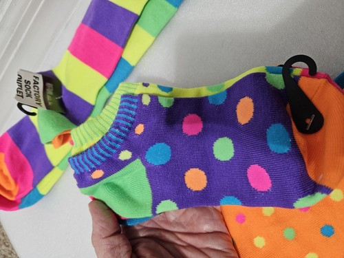 HUFFMAN MILLS, INC. NEW GIRL'S MULTI-COLORED KNEE/NO SHOW GEO SOCKS SET OF 4 - Picture 3 of 10