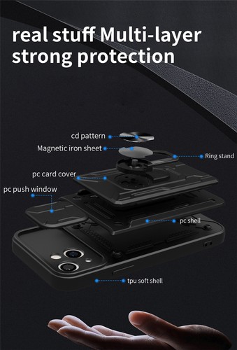 For iPhone 16 15 14 13 12 Pro Max XS SE/7/8 Plus Case Shockproof Card Slot Cover - Picture 6 of 31