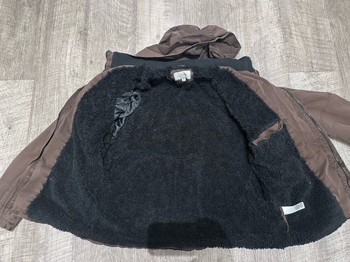 Sonoma dark brown  Jacket Men’s Medium Faux Fur Lined removable hood - Picture 11 of 15
