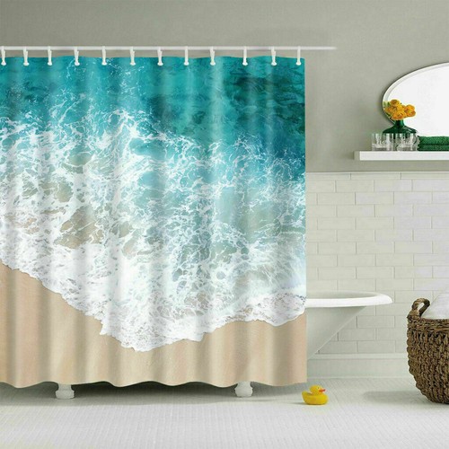 Ozean Thema Sonnenschein Strand Welle Dusche Vorhang Badezimmer Wasserdicht Stoff 71*71" - Bild 33 von 40