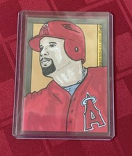 Original ALBERT PUJOLS Art Sketch Baseball Card ANGELS Ltd Ed 1/1 2012 Qwasian