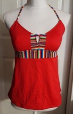 New Women's Mossimo Swimwear Red Neck Tie Tankini Swim Top Swimsuit Size Small
