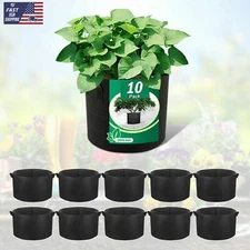 10-Pack Planting Growing Bags Thickened Nonwoven Fabric Pot Nursery Soil Garden