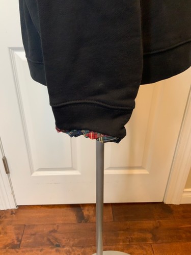 J.Crew Black Long Sleeve Sweatshirt W/ Multicolor Plaid Ruffle Neck, Size Large - Picture 4 of 7