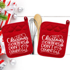 Christmas Calories Don't Count - Pocket Pot Holder - Oven Mitt - Hot Pad - 005