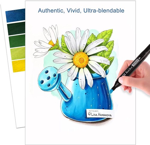 60pcs Colour Brush Pens Set Dual Tips Soft Fine Art Markers Drawing Watercolour - Picture 8 of 17