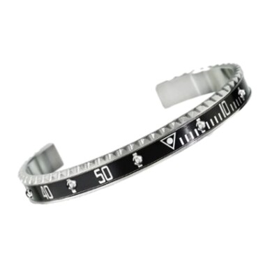 Speedometer Official Silver Steel with Black Insert Bangle Bracelet
