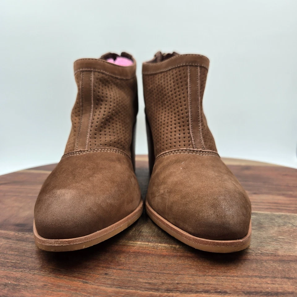 Шоколадный синий Breece ботинки женщин 39 / 8,5 коричневый нубук блок каблук ботинок - Изображение 2 из 4