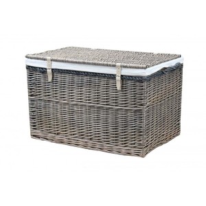 Antique Wash Wicker Storage Trunk Chest Basket Willow Large Box Toy Image Is Loading Antique Wash Wicker Storage Trunk Chest Basket Willow