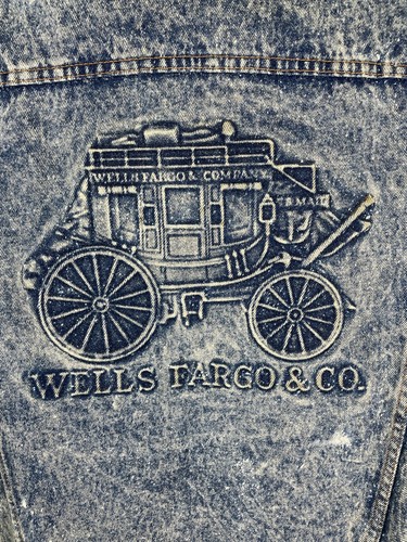 Vintage Wells Fargo Denim Jacket 90s Size M Made in USA - Picture 3 of 15