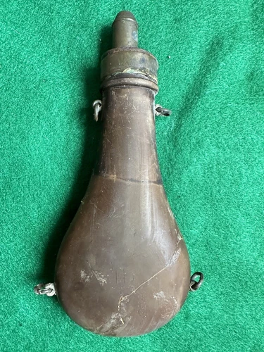 Civil War Era-Copper & Brass Powder Flask-American flask and cap co