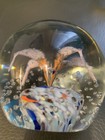 Vintage Art Glass Clear Paperweight With Flowers and Controlled Bubbles — photo 4