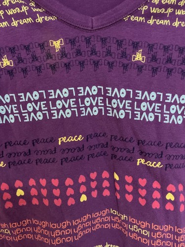 OLD NAVY YOUTH Size XL - 14 Long Sleeve T Shirt Knit Top Purple Peace LOVE - Picture 2 of 3