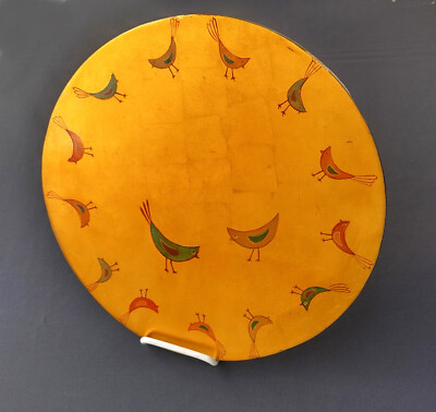 Blattgold auf Laquer: Schmuckteller, Durchmesser 30 cm