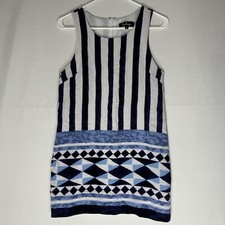 Lulus Micro Dress Small Womens Sleeveless Shift Dress Back Zip Geometric Stripes