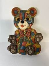 Vintage 1979 Patchwork Foam Craft Nursery Teddy Bear Wall Art