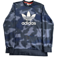 Adidas Boys Blue Black Camo Long Sleeve Hooded Sweatshirt 88387 Size XL 15-16Y 