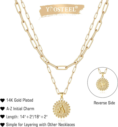 Personalized 14K Gold Plated Initial Necklace for Women - Dainty Layered Style - 第 7/13 張圖片