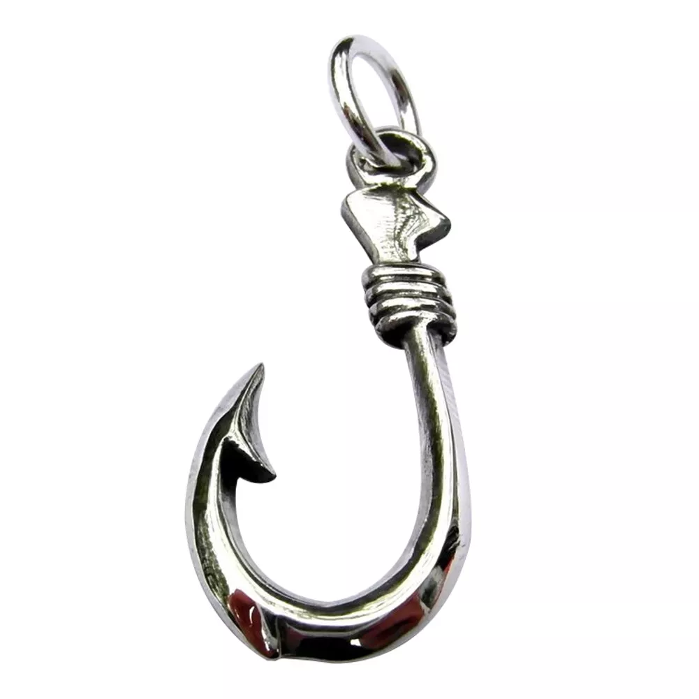 Silver fish shop hook pendant