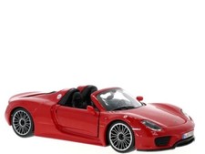 🇬🇧1:24 Bburago Porsche Convertible 918 Spyder in Red 18-21076R Model Car