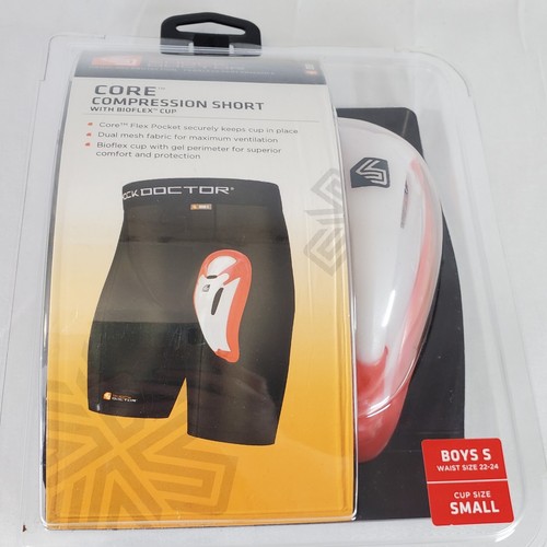 Shock Doctor Jungen Core Kompressionsshort mit Bioflex Cup Jungen S Taille 22-24