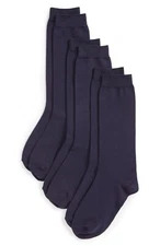 TUCKER + TATE 161842 Girl 3-Pack Navy Knee High Uniform Socks Shoe Size 4-10