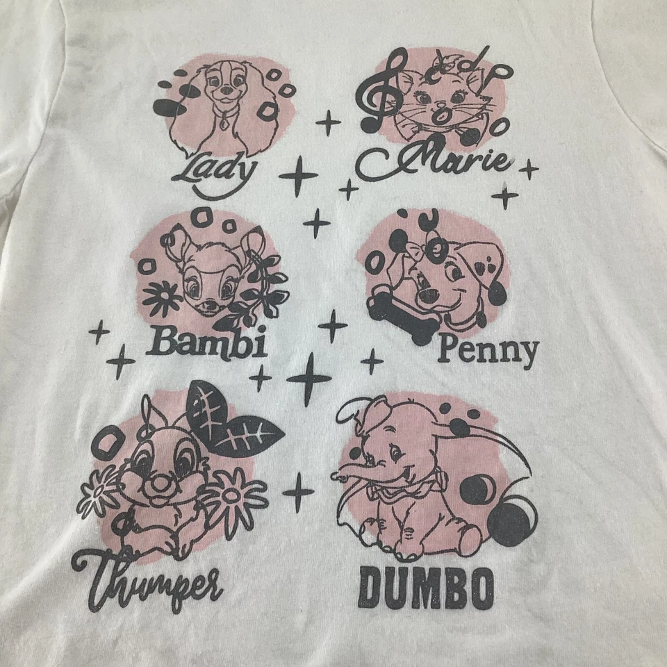 Disney Girls T-Shirt 6-7 Years White Lady Marie Bambi Dumbo Penny Thumper - Image 2 of 4