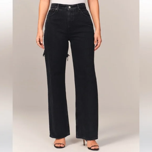 Abercrombie & Fitch 90s Relaxed High Rise Jean 26 / 2S Curve Love Distressed - Picture 9 of 11