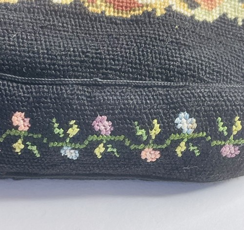 Vintage Purse Needlepoint Tapestry Floral Handbag Bag 7.5" x 5.5" - Picture 6 of 12