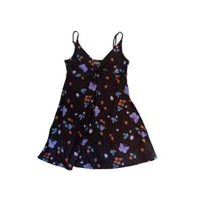 S UO Urban Outfitters Camilla O-Ring Mini Dress Brown Butterfly Strawberry Print