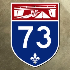 Quebec autoroute A-73 route marker road sign Canada 1972 freeway 18x24
