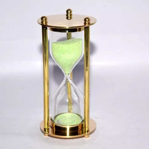 Antiguo temporizador de arena verde vintage náutico 2 min reloj de arena hogar oficina decoración regalo - Imagen 3 de 4