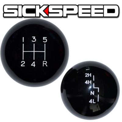 BLACK OL' SKOOL SHIFT KNOB/TRANSFER CASE SET FOR 5 SPEED JEEP YJ GEAR SHIFTER 