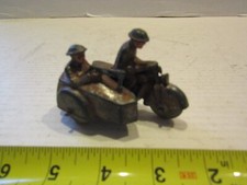 VINTAGE TOY BARCLAY MANOIL LEAD MOTORCYCLE SOLDIERS MACHINEGUNNER IN SIDECAR  