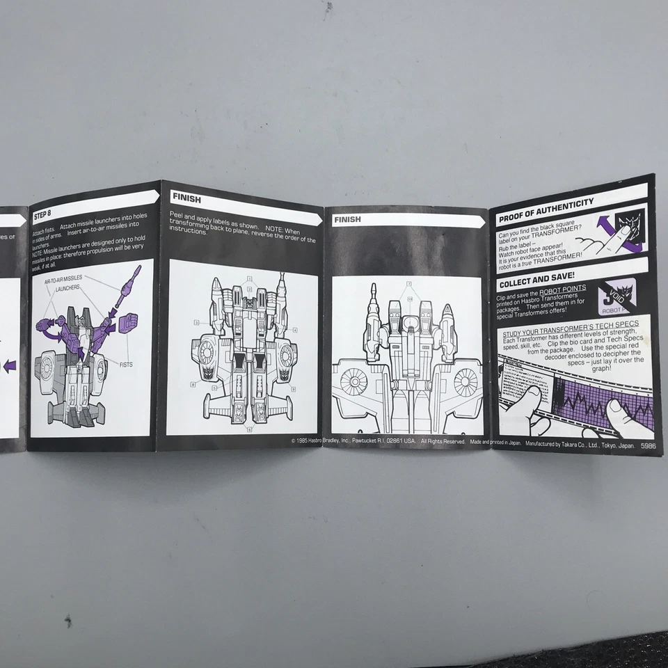 FOLLETOS DE INSTRUCCIONES HABRO 1984-1985 THRUST Vintage Transformers Foto 4 de 4