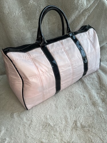 Baby Pink Duffle Bag Travel Gym Purse Faux Patent Leather Shabby Chic Glenda - Picture 10 of 24